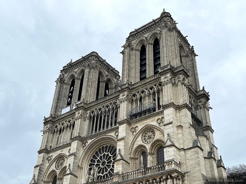 Exterior of the front of Notre Dame.