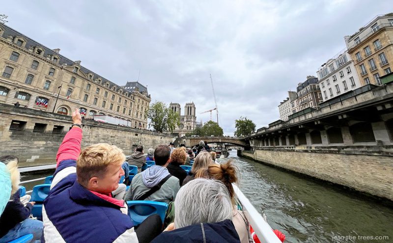 Boat cruise down the Seine.