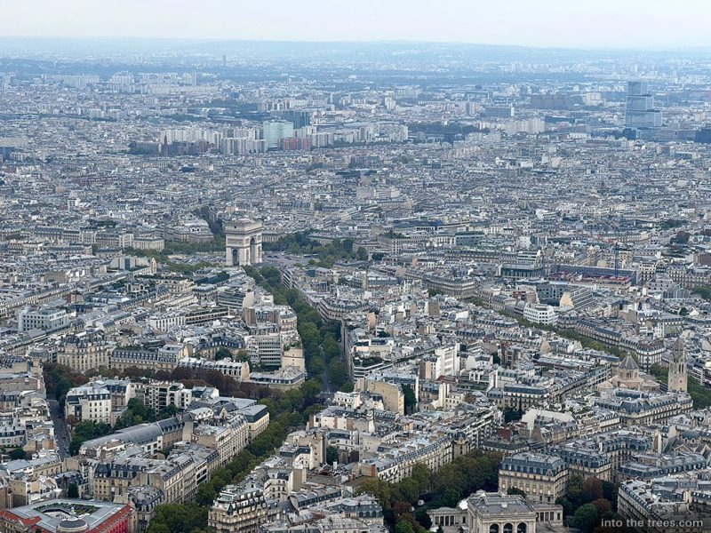 Arc de Triomphe seen from the Eiffel Tower.